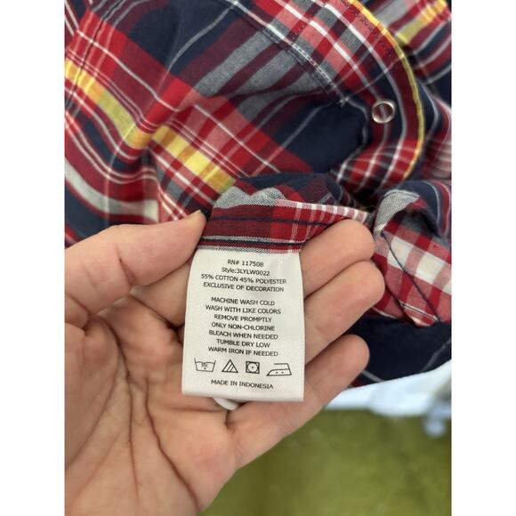 VTG Levi’s Two Horse Brand Western Pearl Snap Men’s Size XL Plaid Western Rodeo - Picture 5 of 7